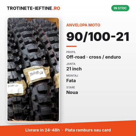 Piese - Anvelopa moto 90/100-21 fata, off-road (cross/enduro), profil cu crampoane, janta 21 inch