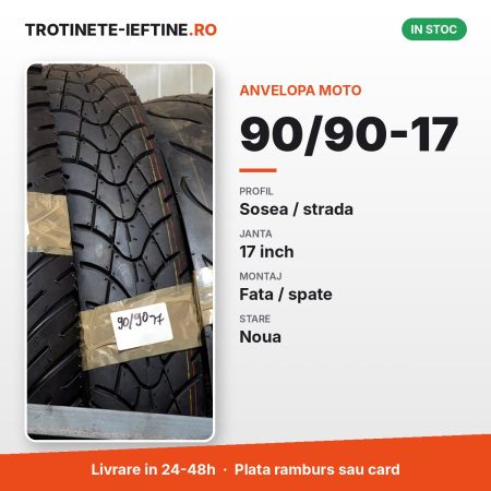 Piese - Anvelopa moto 90/90-17, profil sosea / strada, janta 17 inch