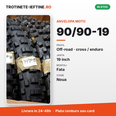 Piese - Anvelopa moto 90/90-19 fata, off-road (cross/enduro), profil cu crampoane, janta 19 inch