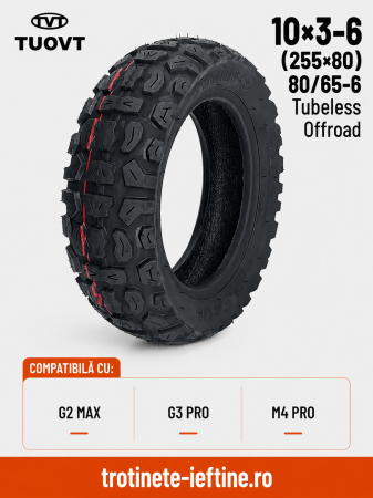 Roți și Anvelope - Anvelopă offroad 10×3-6 255×80 Tubeless pentru trotinete electrice