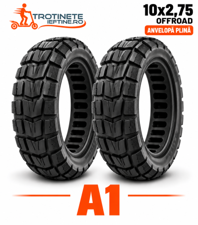 Piese - Anvelopa plina 10x2.75-6.5 Offroad pentru KuKirin A1 - fara camera, anti-pana