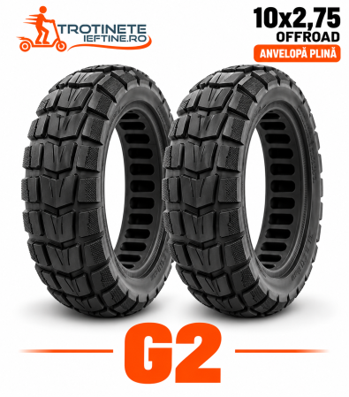 Piese - Anvelopa plina 10x2.75-6.5 Offroad pentru KuKirin G2 - fara camera, anti-pana