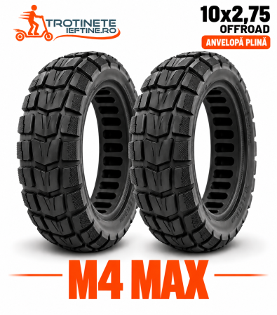 Piese - Anvelopa plina 10x2.75-6.5 Offroad pentru KuKirin M4 Max - fara camera, anti-pana