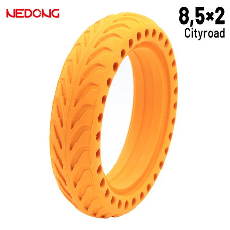 Piese - Anvelopa plina (solida) 8,5x2 perforata, galbena, pentru Xiaomi [Nedong]