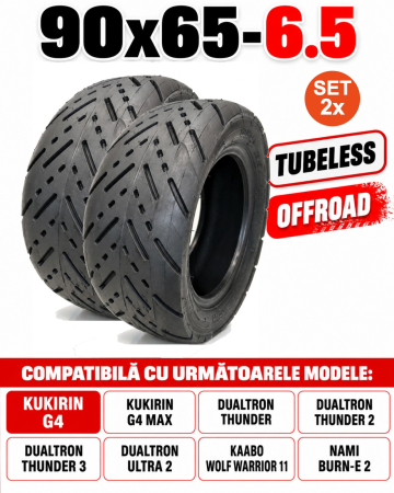 Anvelope - Set 2 anvelope Tubeless 90/65-6.5 (11x4) KuKirin G4
