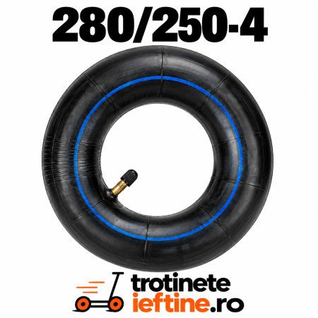 Piese - Cameră aer 280/250-4 (2.80/2.50-4) cu valvă curbată pentru trotinete electrice și scutere de mobilitate