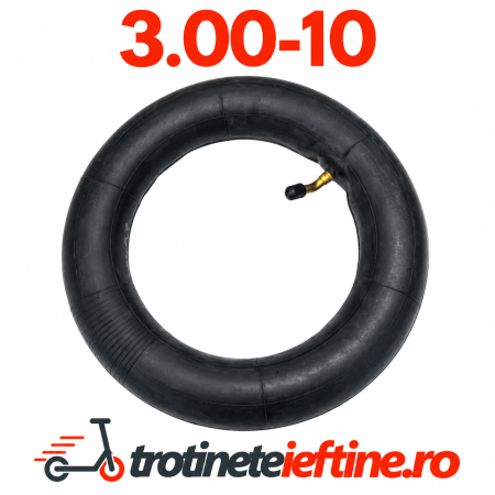 Piese - Cameră aer 3.00-10 cu valvă 45° pentru trotinete electrice și scutere