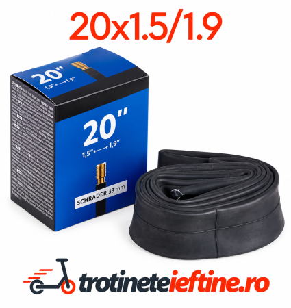 Piese - Cameră aer bicicletă 20 x 1.50-1.90 cu valvă Schrader 33 mm