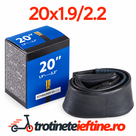 Piese - Cameră aer bicicletă 20 x 1.90-2.20 cu valvă Schrader 33 mm