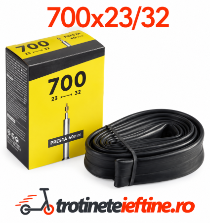 Piese - Cameră aer bicicletă 700 x 23/32 cu valvă Presta 60 mm