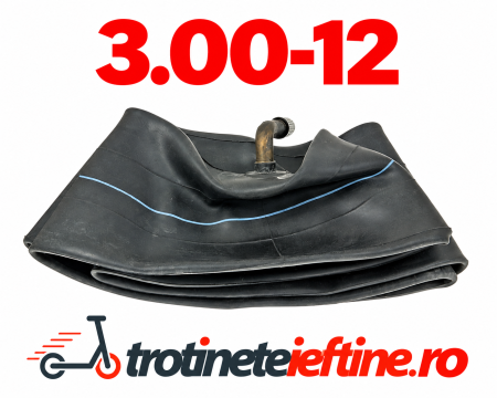 Piese - Cameră aer moto 3.00-12 cu valvă curbată pentru scutere, mopede și pit bike
