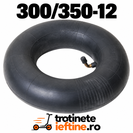 Piese - Cameră aer moto 300/350-12 cu valvă curbată pentru scutere, mopede și pit bike