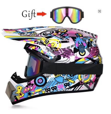 Accesorii - Cască Moto Cross Full Face Mov + Ochelari + Mănuși + Balaclavă CADOU | Enduro ATV Motocross