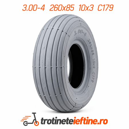 Piese - Cauciuc 3.00-4 260x85 (10x3) C179 Cheng Shin, gri, pentru carucior cu rotile