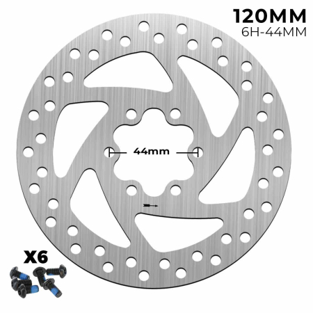 Piese - Disc de frana 120mm, 6 gauri - 44mm, pentru trotinete Cecotec Outsider / Bongo serie A