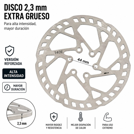 Piese - Disc de frana 140mm Premium, grosime 2,3mm, 6 gauri - 44mm, pentru trotinete Smartgyro