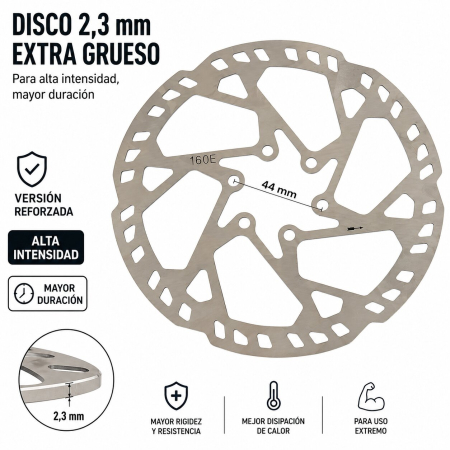 Piese - Disc de frana 160 mm Premium, grosime 2,3 mm, prindere 6 gauri 44 mm, pentru trotineta electrica