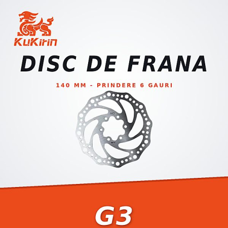 Discuri de frana - Disc Frana KuKirin G3 – 140 mm, Prindere 6 Gauri, Otel Inoxidabil