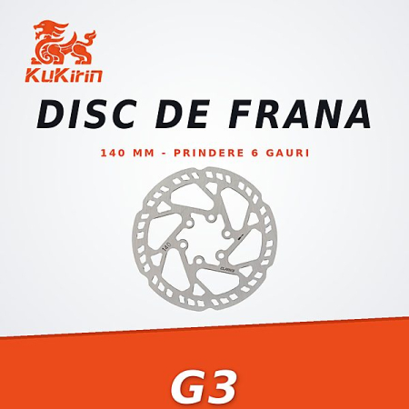 Discuri de frana - Disc Frana KuKirin G3 – 140 mm, Prindere 6 Gauri, Otel Inoxidabil