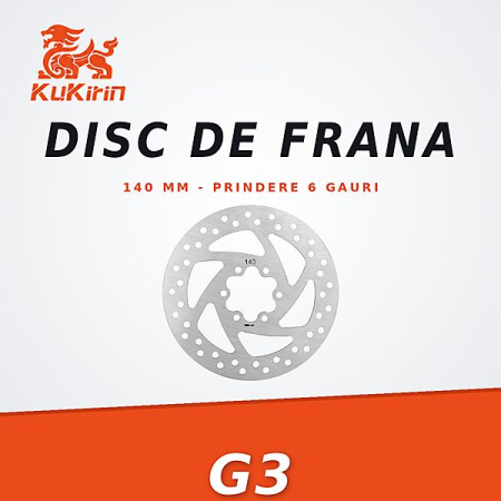 Discuri de frana - Disc Frana KuKirin G3 – 140 mm, Prindere 6 Gauri, Otel Inoxidabil