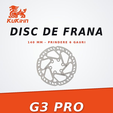 Discuri de frana - Disc Frana KuKirin G3 Pro – 140 mm, Prindere 6 Gauri, Otel Inoxidabil