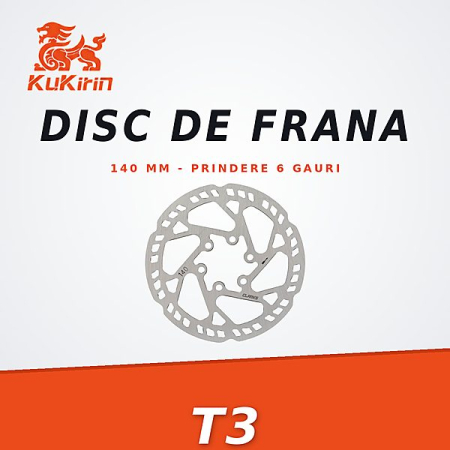 KuKirin T3 - Disc Frana KuKirin T3 – 140 mm, Prindere 6 Gauri, Otel Inoxidabil