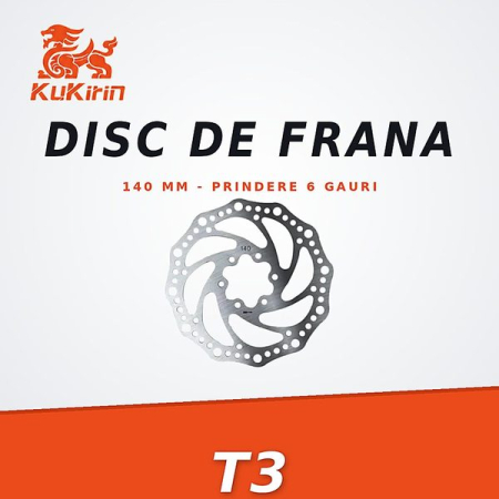 Discuri de frana - Disc Frana KuKirin T3 – 140 mm, Prindere 6 Gauri, Otel Inoxidabil