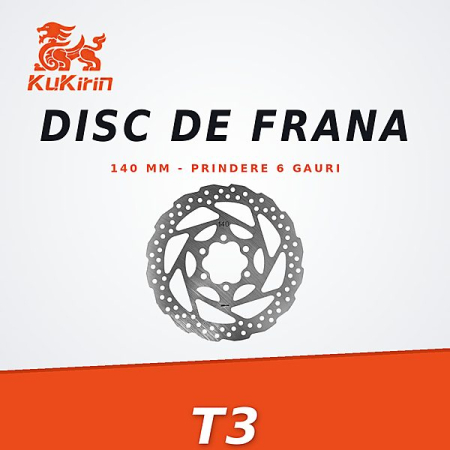 Frâne - Disc Frana KuKirin T3 – 140 mm, Prindere 6 Gauri, Otel Inoxidabil
