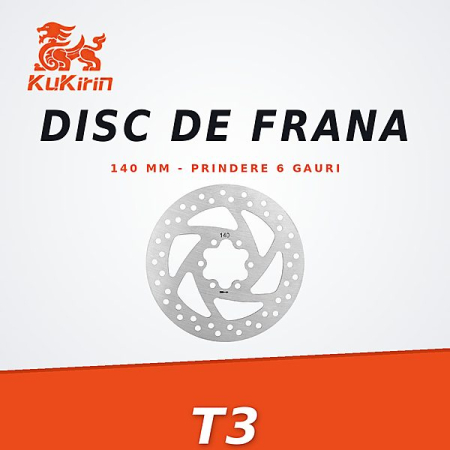 Discuri de frana - Disc Frana KuKirin T3 – 140 mm, Prindere 6 Gauri, Otel Inoxidabil