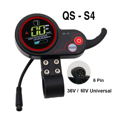 Acceleratoare & comenzi - Display QS-S4 cu 6 pini (36V-60V) pentru trotineta electrica, cu acceleratie