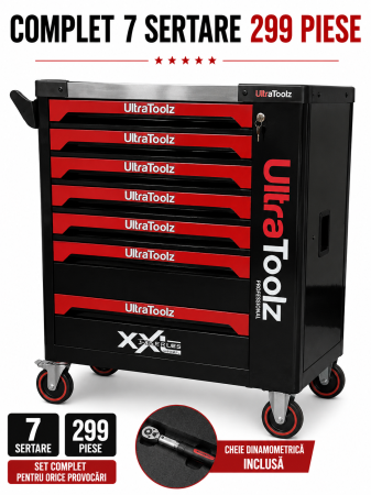 Consumabile & Unelte - Dulap Scule Profesional 7 Sertare 299 Piese | Troler Premium 75KG
