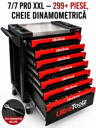 Consumabile & Unelte - Dulap Scule UltraToolz 7/7 PRO XXL cu Cheie Dinamometrică – Carucior Profesional Atelier