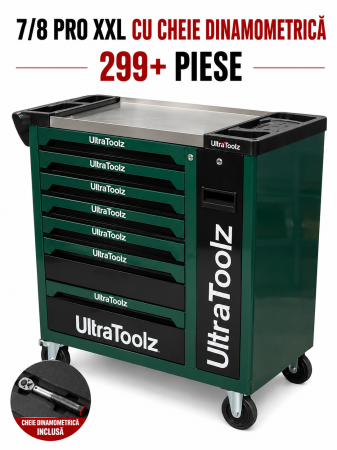 Consumabile & Unelte - Dulap Scule UltraToolz 7/8 PRO XXL cu Cheie Dinamometrică – Carucior Atelier Profesional