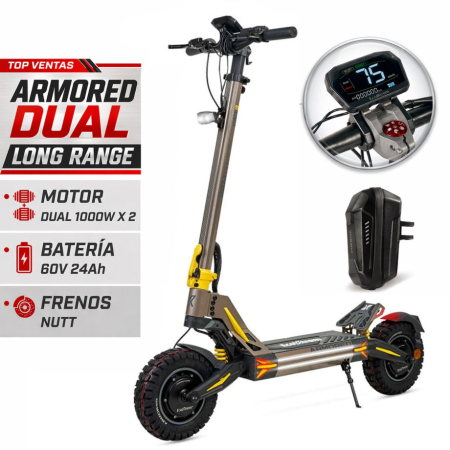 Trotinete Peste 3000 Lei - Ecoxtrem Armored Dual Long Range 2026 Bronze – Trotinetă electrică dual motor 2000W cu autonomie mare