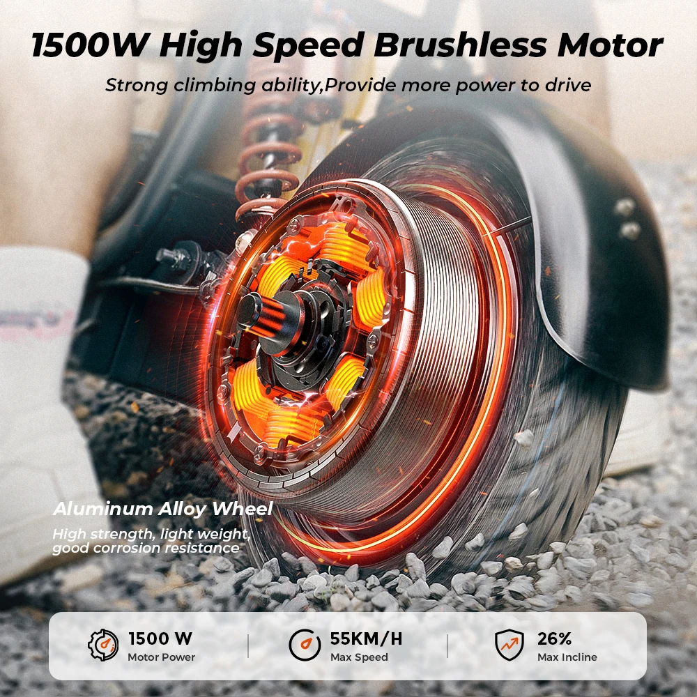 iScooter DX5 – Scuter Electric 1500W, Baterie 48V 15.6Ah, Roți 15”, Autonomie 72 km, Viteză 55 km/h, Suspensie Hidraulică [6]