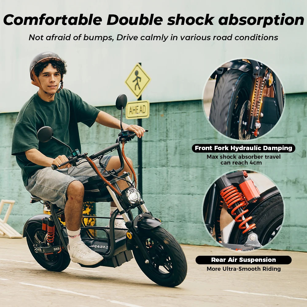 iScooter DX5 – Scuter Electric 1500W, Baterie 48V 15.6Ah, Roți 15”, Autonomie 72 km, Viteză 55 km/h, Suspensie Hidraulică [4]