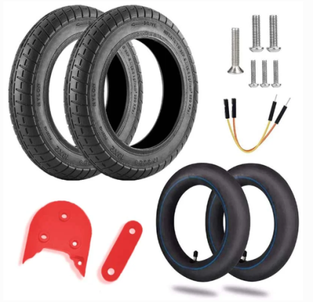 Roți și Anvelope - Kit Complet 10 Inch pentru Trotinetă Xiaomi – Culoare Roșie