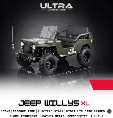 Vehicule Copii - Mini Jeep Willys XL 125cc 4T Verde Militar