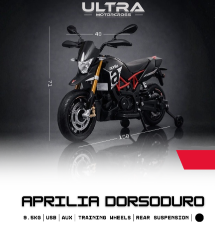 MOTOCICLETE - Motocicleta Electrica Copii Aprilia Dorsoduro 12V 2x18W