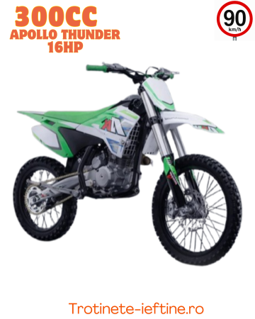 MOTOCICLETE - Motocross Apollo Thunder 300CC 4-Stroke 16HP, 90KM/H, Roți 19/16", Frâne Hidraulice, Rezervor 6.5L, 94CM Ride Height