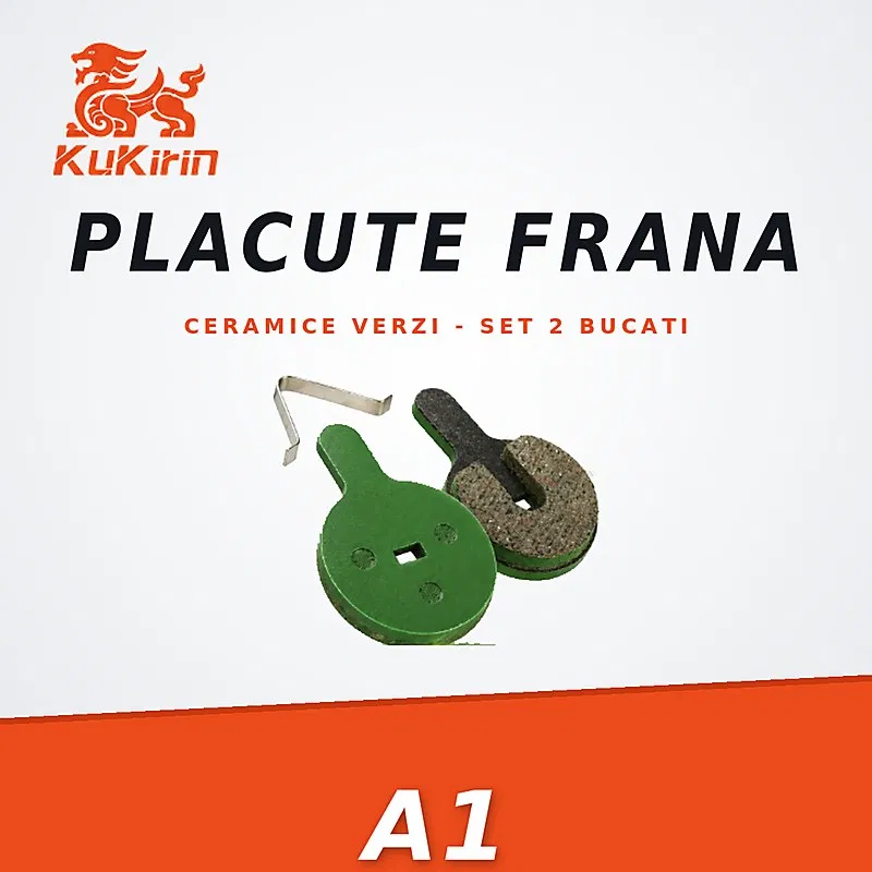 KuKirin A1 - Placute Frana Ceramice Verzi KuKirin A1 – Set 2 Bucati cu Arc de Fixare
