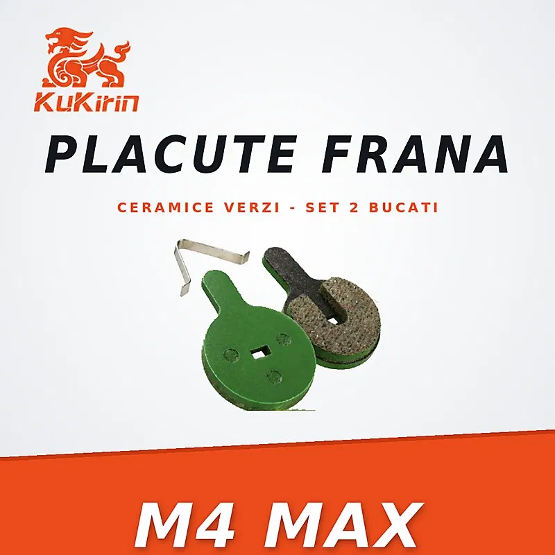 KuKirin M4 Max - Placute Frana Ceramice Verzi KuKirin M4 Max – Set 2 Bucati cu Arc de Fixare