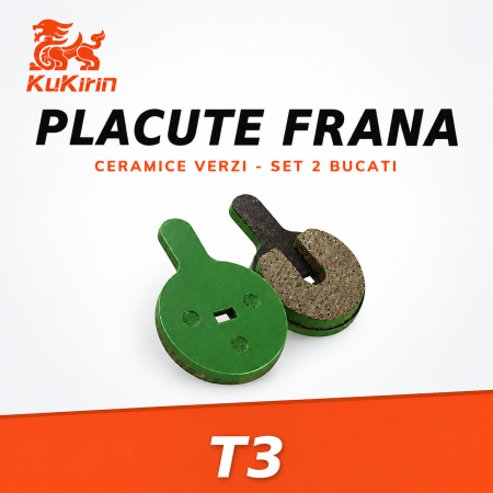 Plăcuțe de frână - Placute Frana Ceramice Verzi KuKirin T3 – Set 2 Bucati