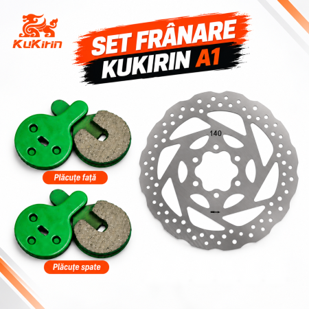 Crickuri / suporturi parcare - Set Frână KuKirin A1 – 2 Seturi Plăcuțe Față + Spate + Disc Frână 140 mm