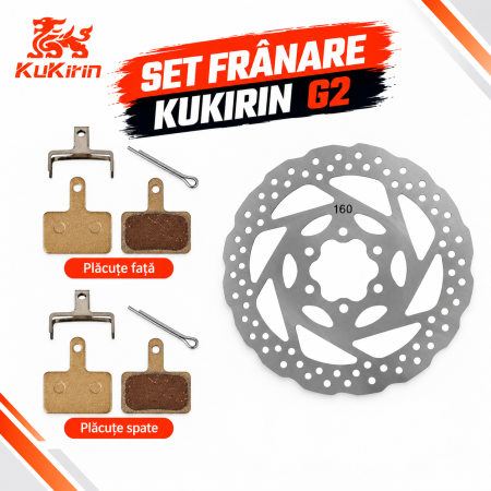 Consumabile & Unelte - Set Frână KuKirin G2 – 2 Seturi Plăcuțe Față + Spate + Disc 160 mm