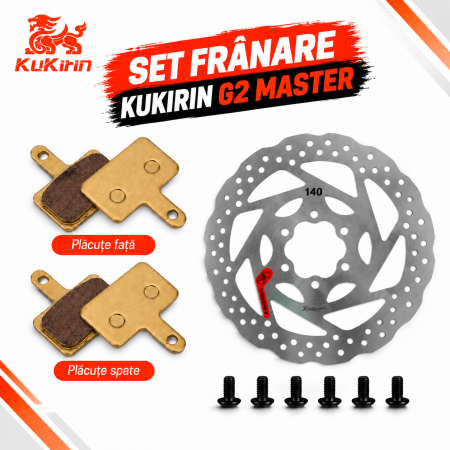 Localizatoare GPS - Set Frână KuKirin G2 Master – 2 Seturi Plăcuțe Față + Spate + Disc 140 mm