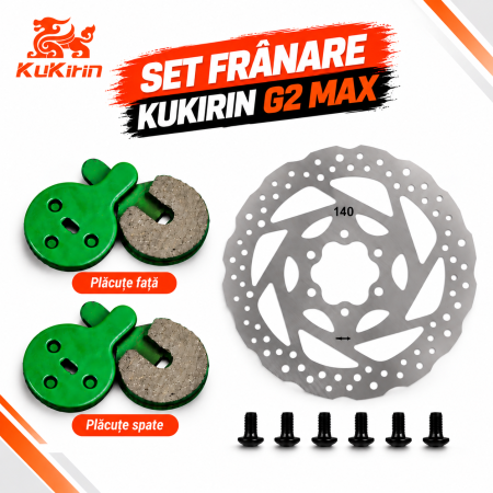Pliere, pasadores & tije - Set Frână KuKirin G2 Max – 2 Seturi Plăcuțe Față + Spate + Disc 140 mm