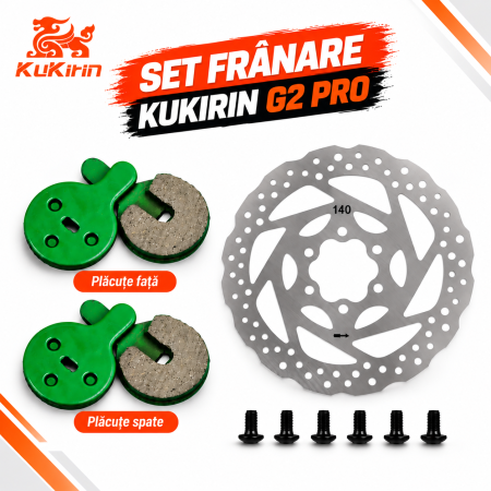 Pliere, pasadores & tije - Set Frână KuKirin G2 Pro – 2 Seturi Plăcuțe Față + Spate + Disc 140 mm