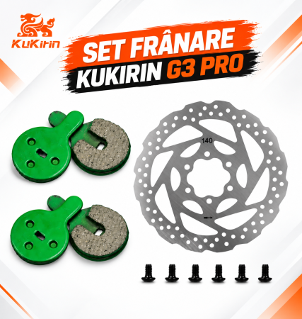 Pliere, pasadores & tije - Set Frână KuKirin G3 Pro – 2 Seturi Plăcuțe Față + Spate + Disc 140 mm