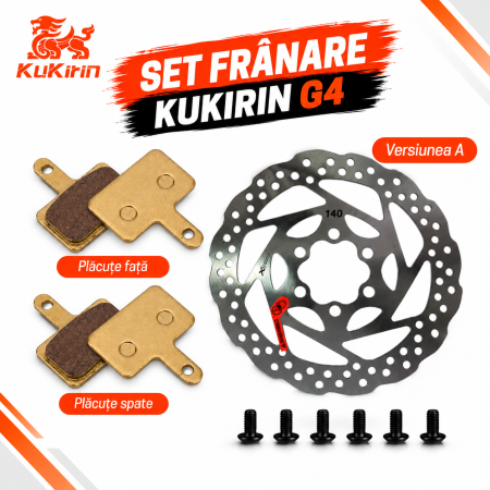 Localizatoare GPS - Set Frână KuKirin G4 Versiunea A – 2 Seturi Plăcuțe Față + Spate + Disc 140 mm